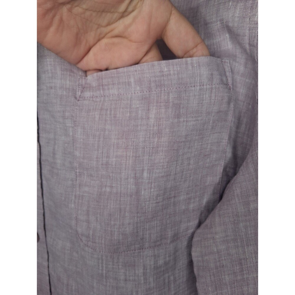 Chico’s Size 3 No-Iron Linen Shirttail High-Low Tunic Top Blouse Purple US 16/18 - Picture 5 of 14